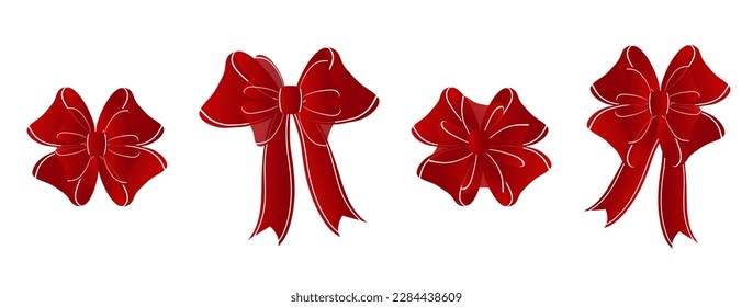 Red bow and ribbon on gift box. Beautiful packaging for a gift and your design.