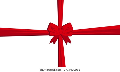 Arco vermelho com faixa em uma página em branco horizontal. Modelo de design vetorial realista para decoração de cartão de presente, cartões de saudação, convites, banners e maquetes de embalagem de feriado.