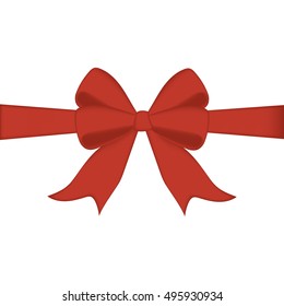 Red bow and ribbon on the white background. Vector illustration