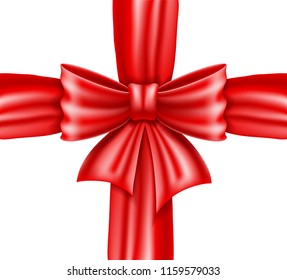 red bow and ribbon realistic vector illustration isolated on black background