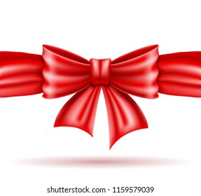 red bow and ribbon realistic vector illustration isolated on black background