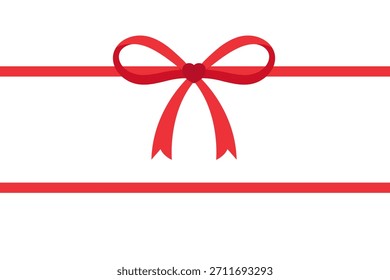 Red bow with ribbon template. Gift bow. Vector illustration