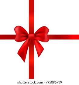 Red bow and ribbon, vector