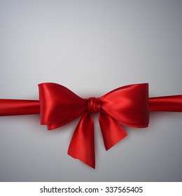 Red Bow And Ribbon. Vector Holiday Illustration. Decoration Element For Design 