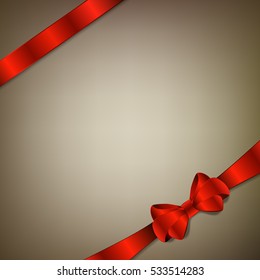 Red Bow And Ribbon. Vector Holiday Illustration. Decoration Element For Your Design