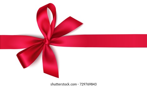 Red bow with red ribbon. Vector holiday decorations 