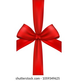 Red bow with ribbon vector illustration.