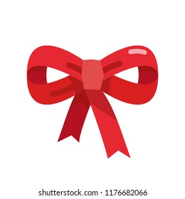 Red bow ribbon. Vector illustration