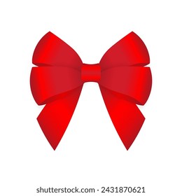 Red Bow Ribbon. Vector Illustration Isolated on White Background. 