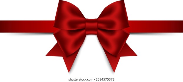 Red bow with ribbon. Vector illustration.