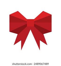 Red bow with ribbon vector isolated on white. Red Ribbons Vector isolated. Ribbon bow icon flat.