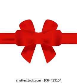 Red bow with red ribbon vector. Vector set of bows. Gift red bow