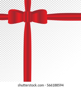 red bow and ribbons on a transparent background.