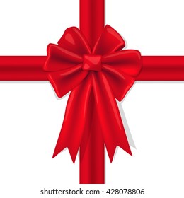 red bow with ribbons on a white background, Vector illustration