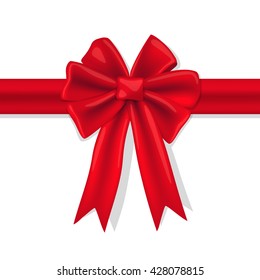red bow with ribbons on a white background, Vector illustration
