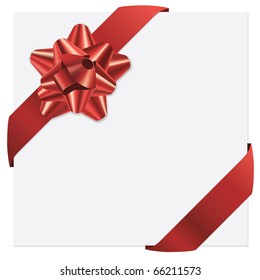 Red bow and ribbons vector holiday card