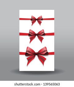 a red bow set on a white board