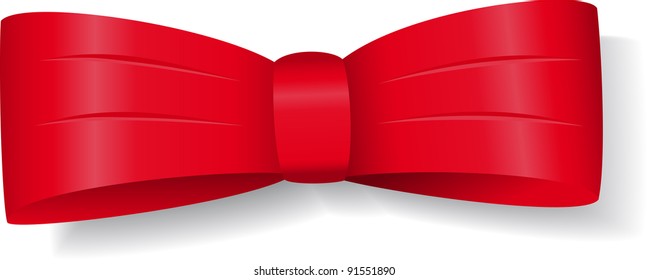 Red bow with shadow for decoration and design