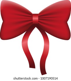 red bow with a silk ribbon on a white background, vector illustration