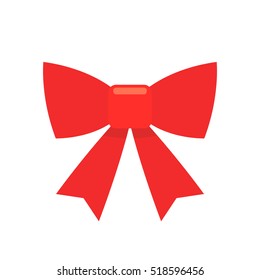 Red bow simple flat icon