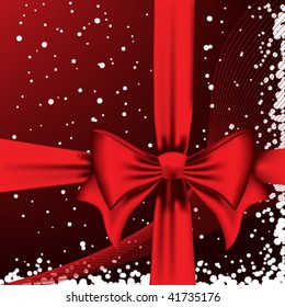 Red Bow. Square composition. Right bottom corner.