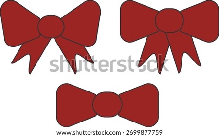 Red Bow Styles – Three Cartoon Ribbon Designs