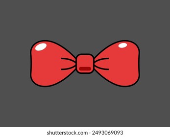 A red bow tie in a grey background. Isolated Vector illustration