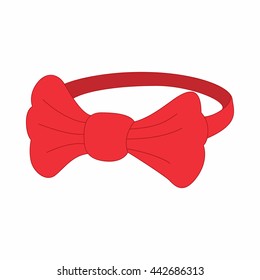 Red bow tie icon in cartoon style on a white background