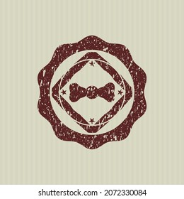 Red bow tie icon inside distressed rubber grunge stamp. 