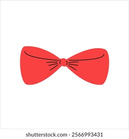 Red bow tie illustration. Birthday, Christmas, and Valentine's Day decoration. 