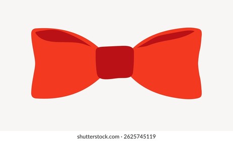 Red bow tie illustration. Simple red bow tie design. Classic red bow tie shape. Elegant red style. Bright tie accessory. Ribbon bow vector.