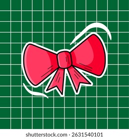 Red bow tie illustration. Bow tie sticker design.