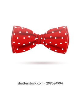 The Red Bow Tie On A White Background, Excellent Vector Illustration, EPS 10