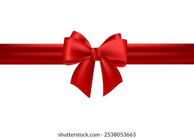 Red Bow Tie Ribbon Isolated On White Background. 