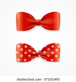 Red Bow Tie Set with Droplets. Vector illustration