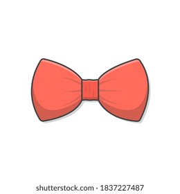 Red Bow Tie Vector Icon Illustration. Clothing Accessories Flat Icon