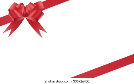 Red bow, two red ribbons frame isolated on white background, vector eps10 illustration