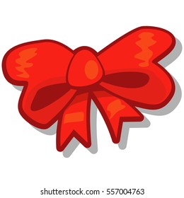 Red bow. Vector cartoon illustration isolated on white background.