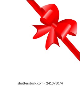 Red bow vector decoration isolated on white