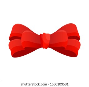Red bow. Vector illustration on white background. Can be use for decoration gifts, greetings, holidays, etc.
