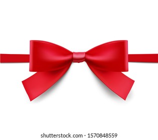 Red bow. Vector illustration on white background. Can be use for decoration gifts, greetings, holidays, etc. EPS10.	