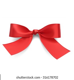 Red bow. Vector illustration on white background. Can be use for decoration gifts, greetings, holidays, etc.