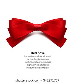 Red bow. Vector illustration on white background. Can be use for decoration gifts, greetings, holidays, etc.