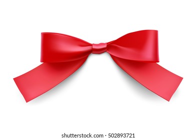 Red bow. Vector illustration on white background. Can be use for decoration gifts, greetings, holidays, etc.