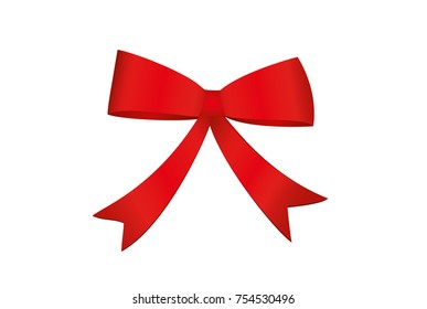 Red bow . Vector isolated on white background. For a holiday or a party.