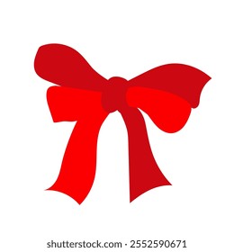 Red bow. Vector simple color flat illustration.