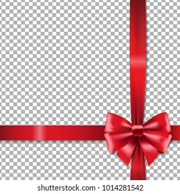 Red Bow White Background With Gradient Mesh, Vector Illustration