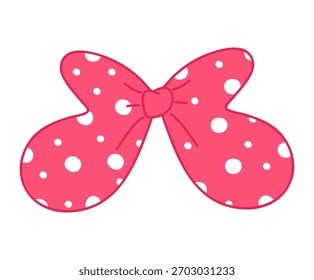 Red bow with white polka dots.
