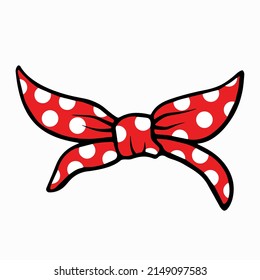Red bow ,womens hair bandana with Red Bow Polka Dot print vector design svg