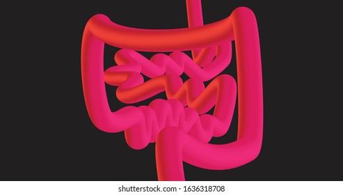 Red bowel graphic in a black background